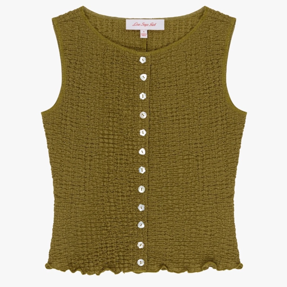 Lisa Says Gah Textured Moss Green Tank Top “Summer Top”